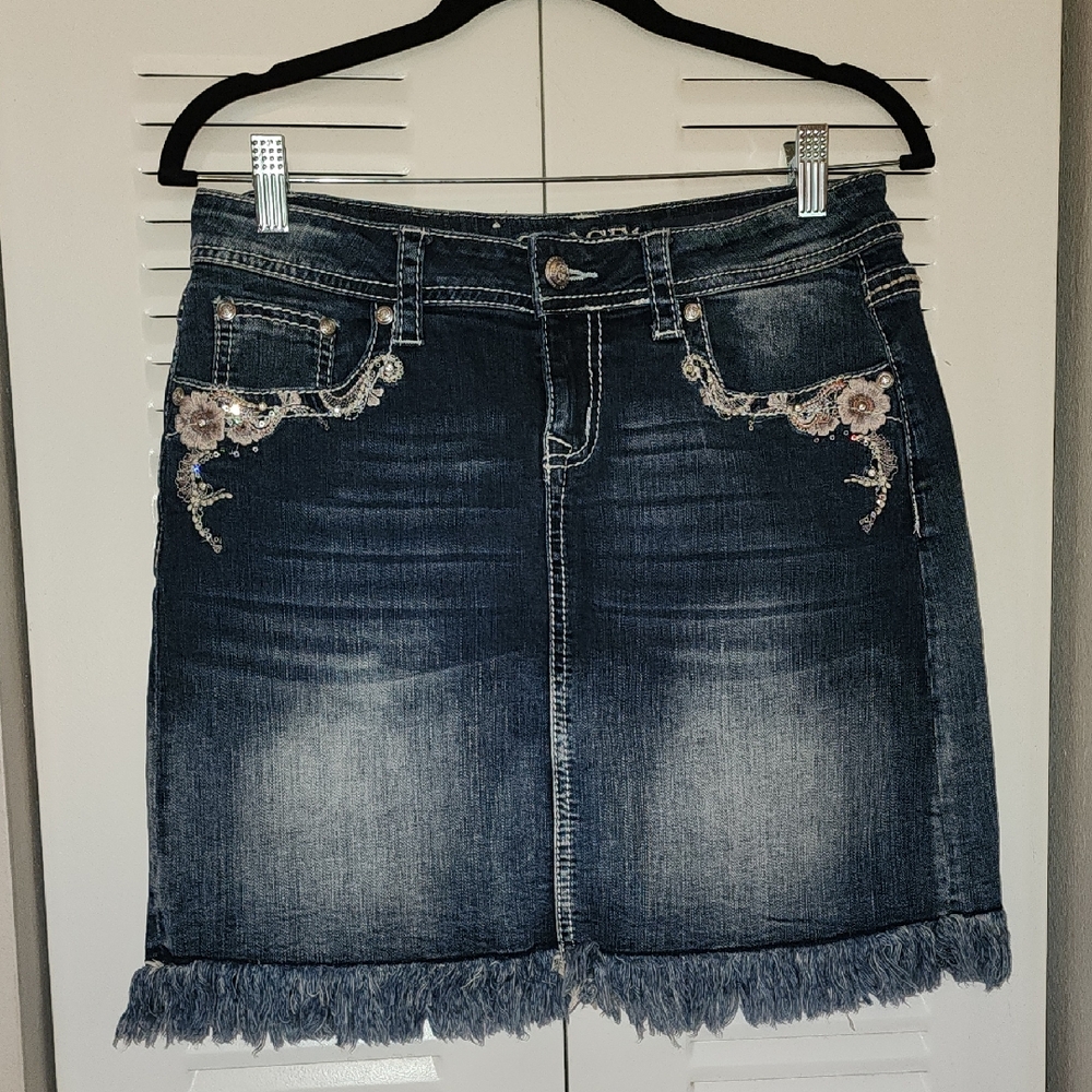 Grace in LA Embellished Denim Skirt